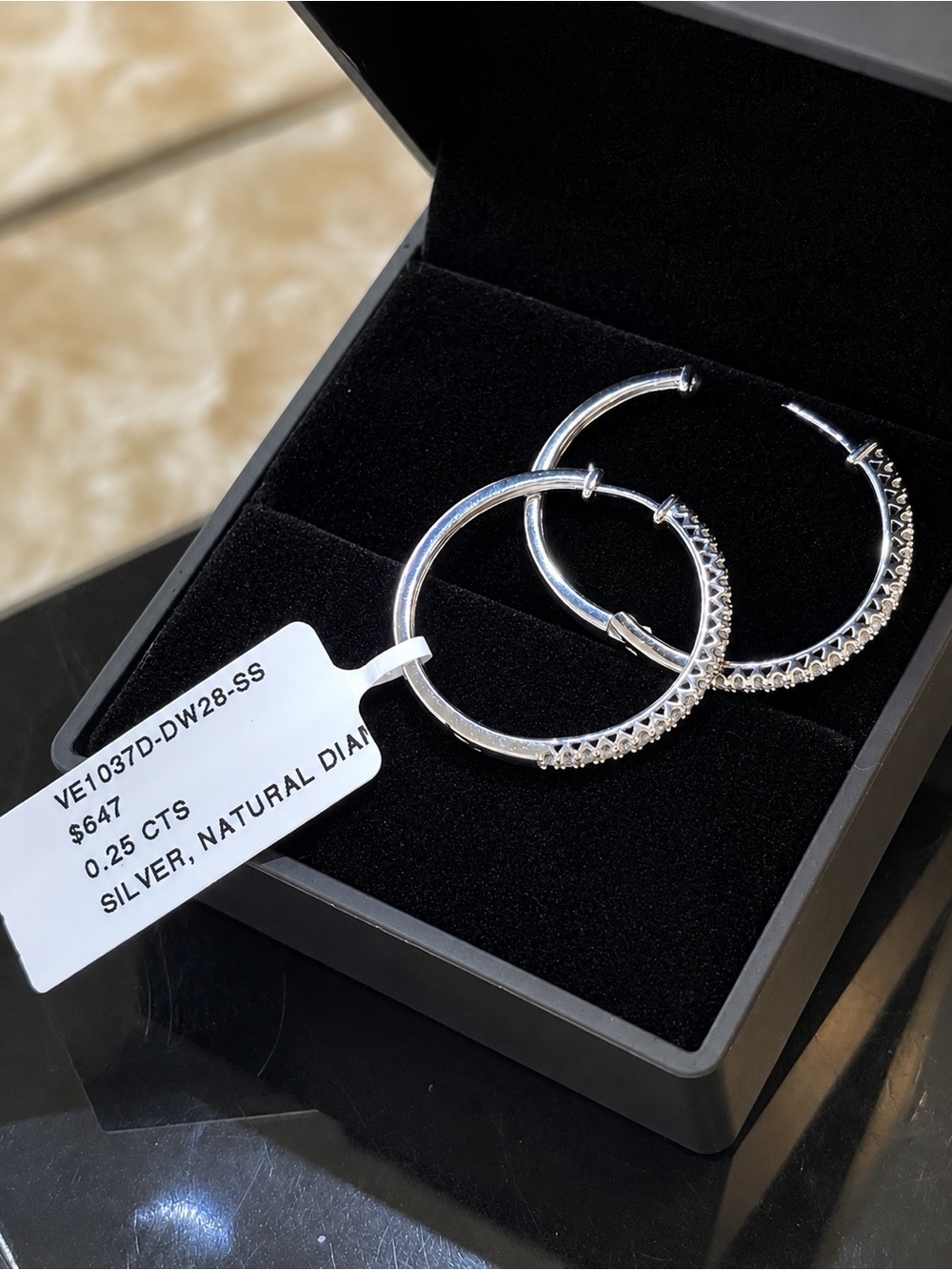 ✨ Sterling Silver Natural Diamond 1” Hoop Earrings – 1” .25 CTW – 3.0 Grams ✨